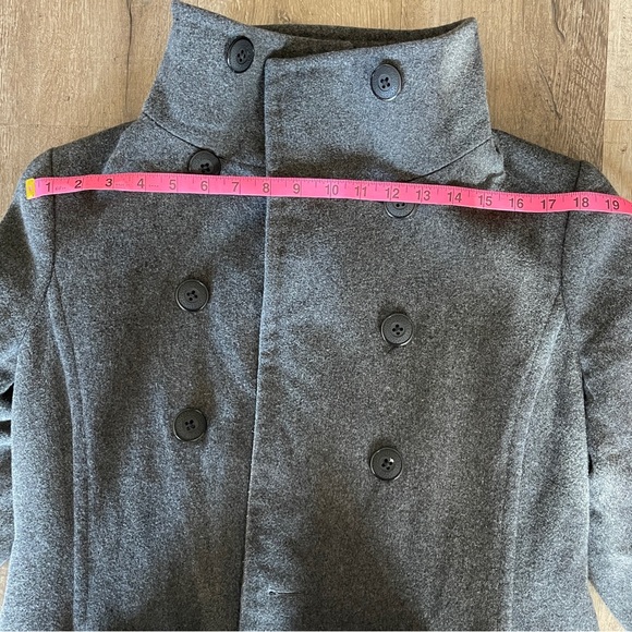 Talula Babaton Canada Made 70% Virgin Wool Double Breast Grey Trench Coat Size L - Picture 3 of 10